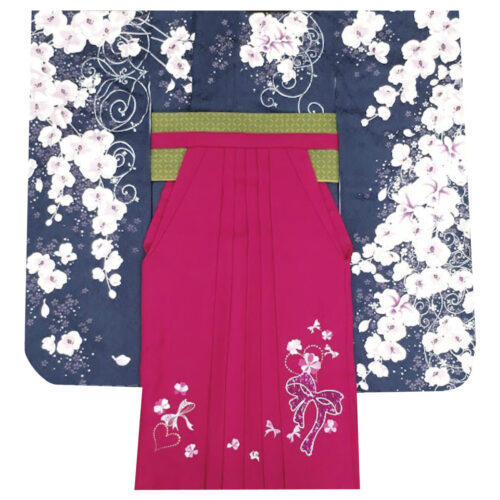 卒業式　卒業式衣装　卒業袴　袴　レンタル　古典　おしゃれ　花　グレー　渋い　綺麗　格好良い　粋