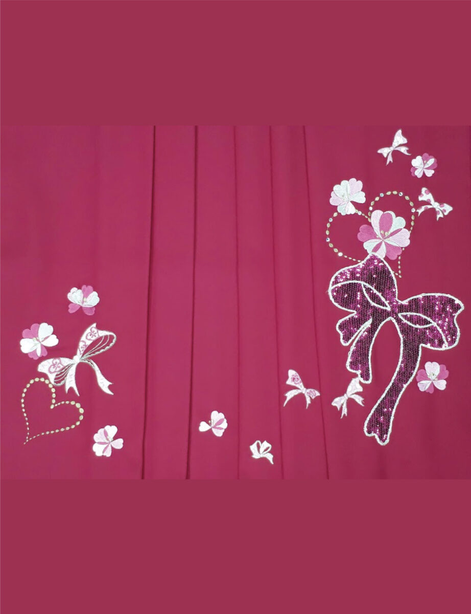 卒業式　卒業式衣装　卒業袴　袴　レンタル　刺繍　ピンク　リボン　可愛い　スパンコール