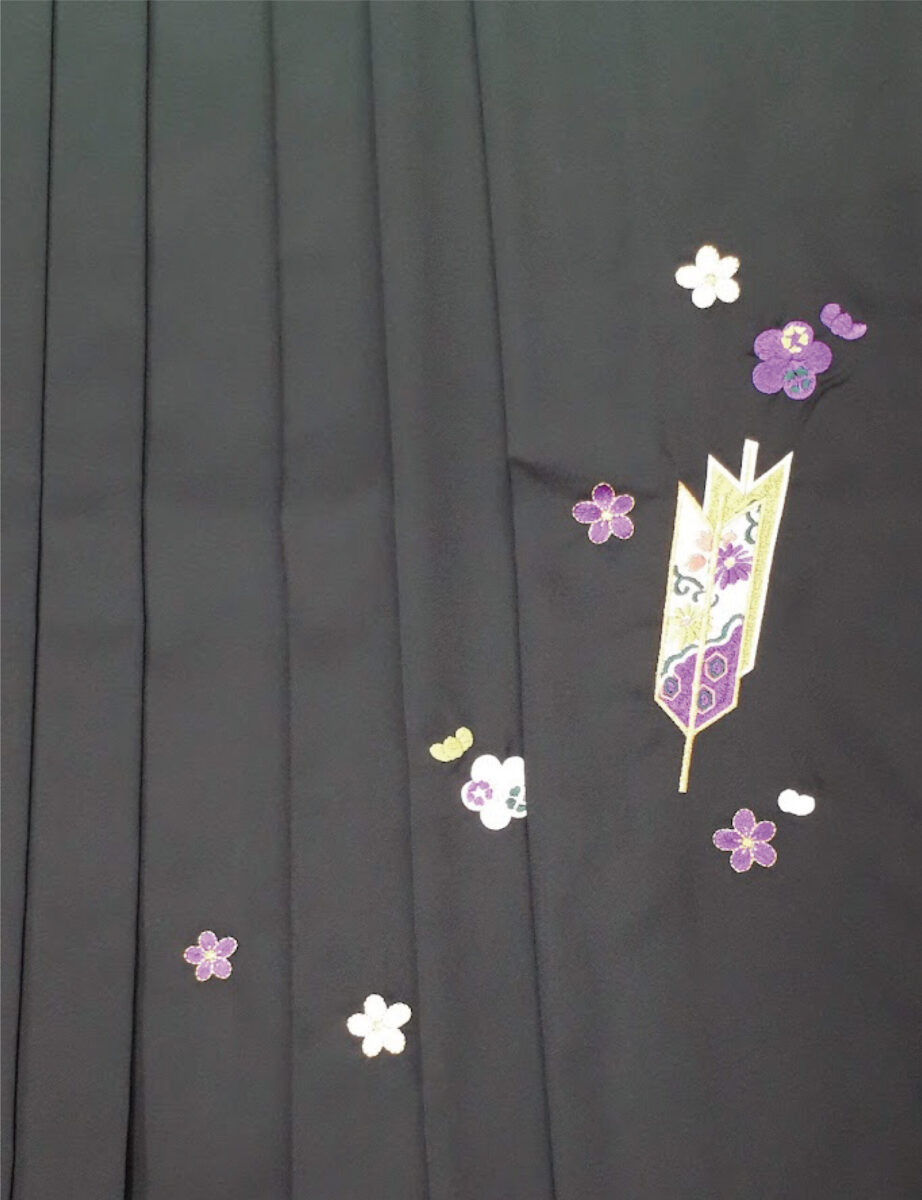 卒業式　卒業式衣装　卒業袴　袴　レンタル　刺繍　緑　濃緑　ぼかし　矢羽根　花