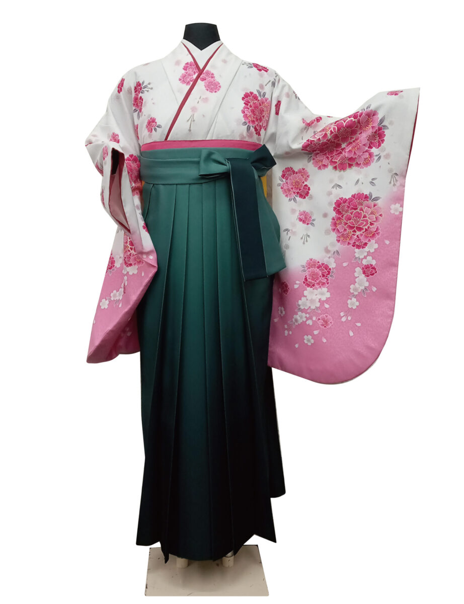 卒業式　卒業式衣装　卒業袴　袴　レンタル　古典　おしゃれ　白　ピンク　桃　桜　可愛い