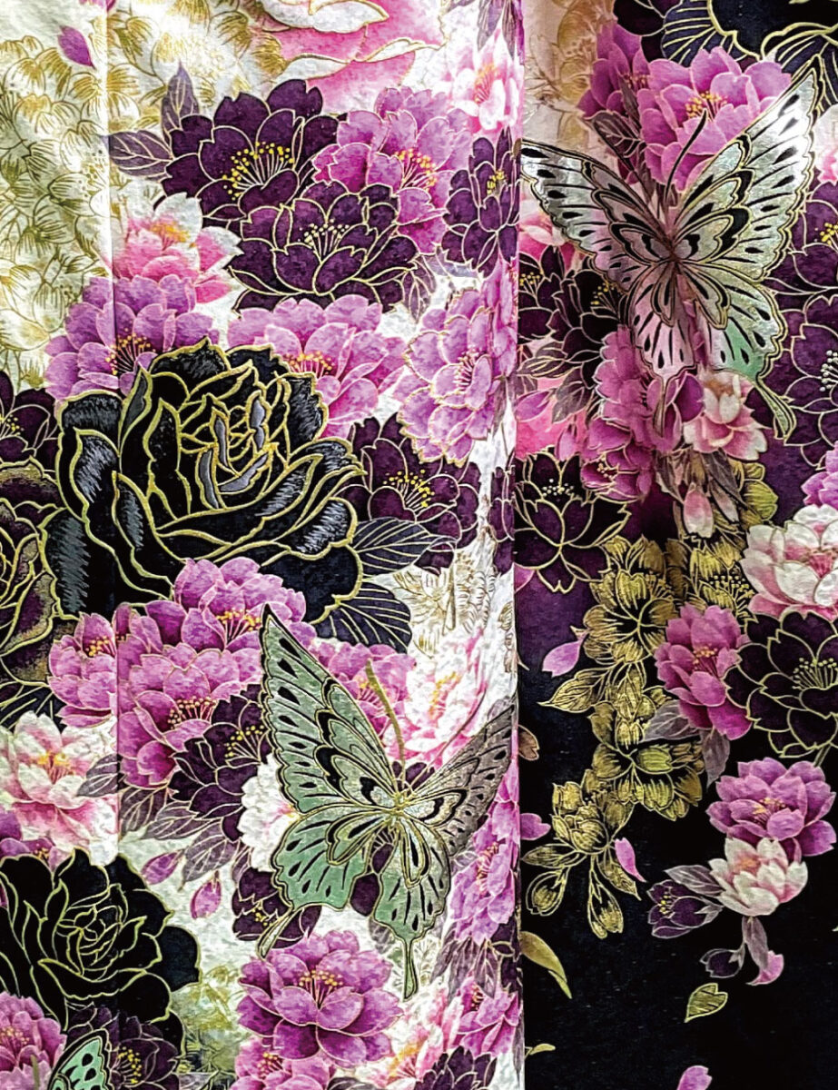 兵庫県　姫路　振袖レンタル　L　サイズ　白　黒　紫