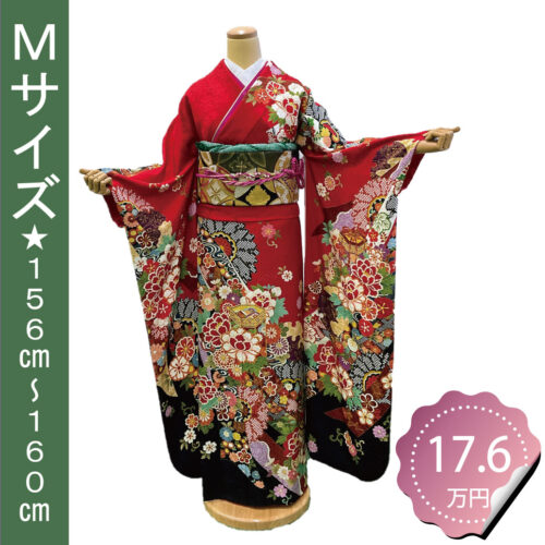 赤色古典の振袖レンタル　Mサイズ
