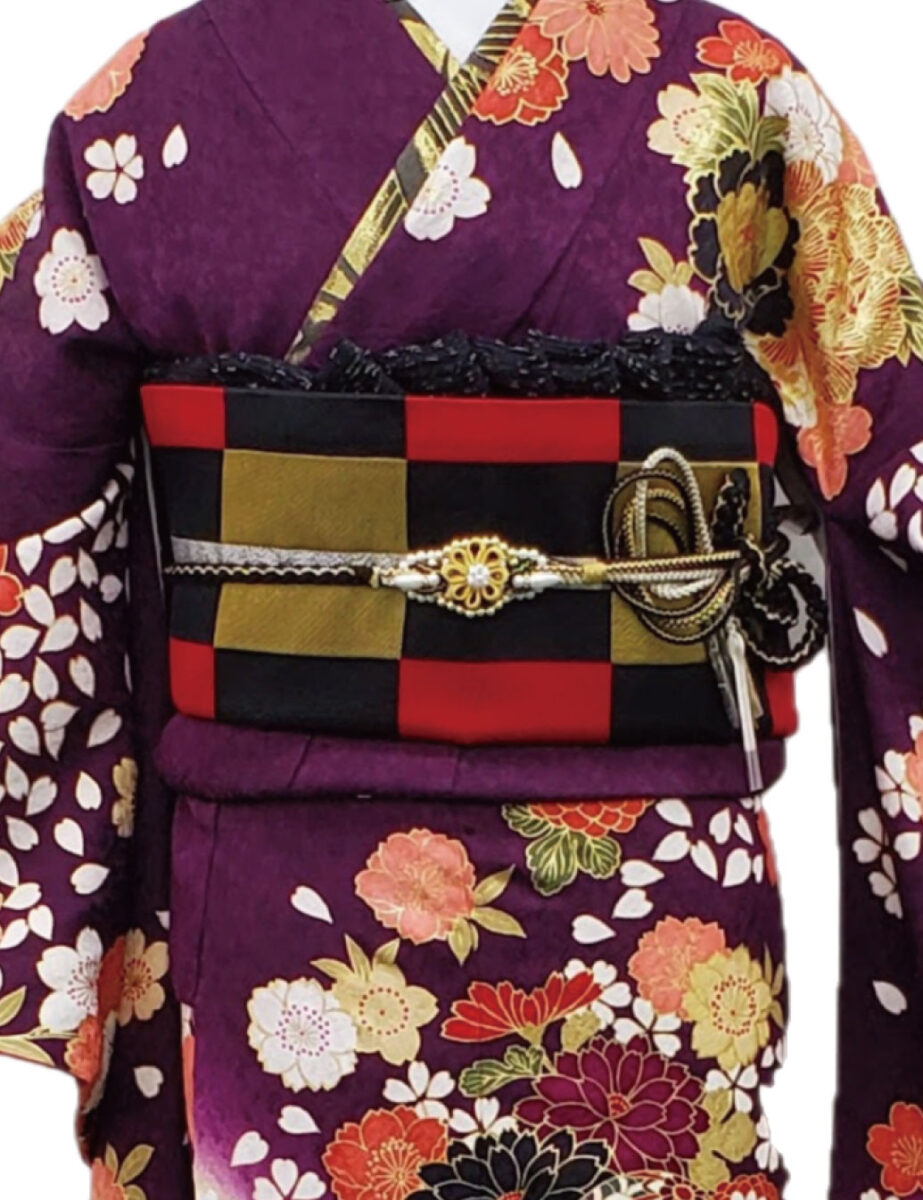 振袖レンタル　Sサイズ　紫　古典　花柄