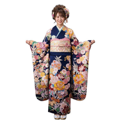 姫路　振袖レンタル　S　サイズ　青　紺