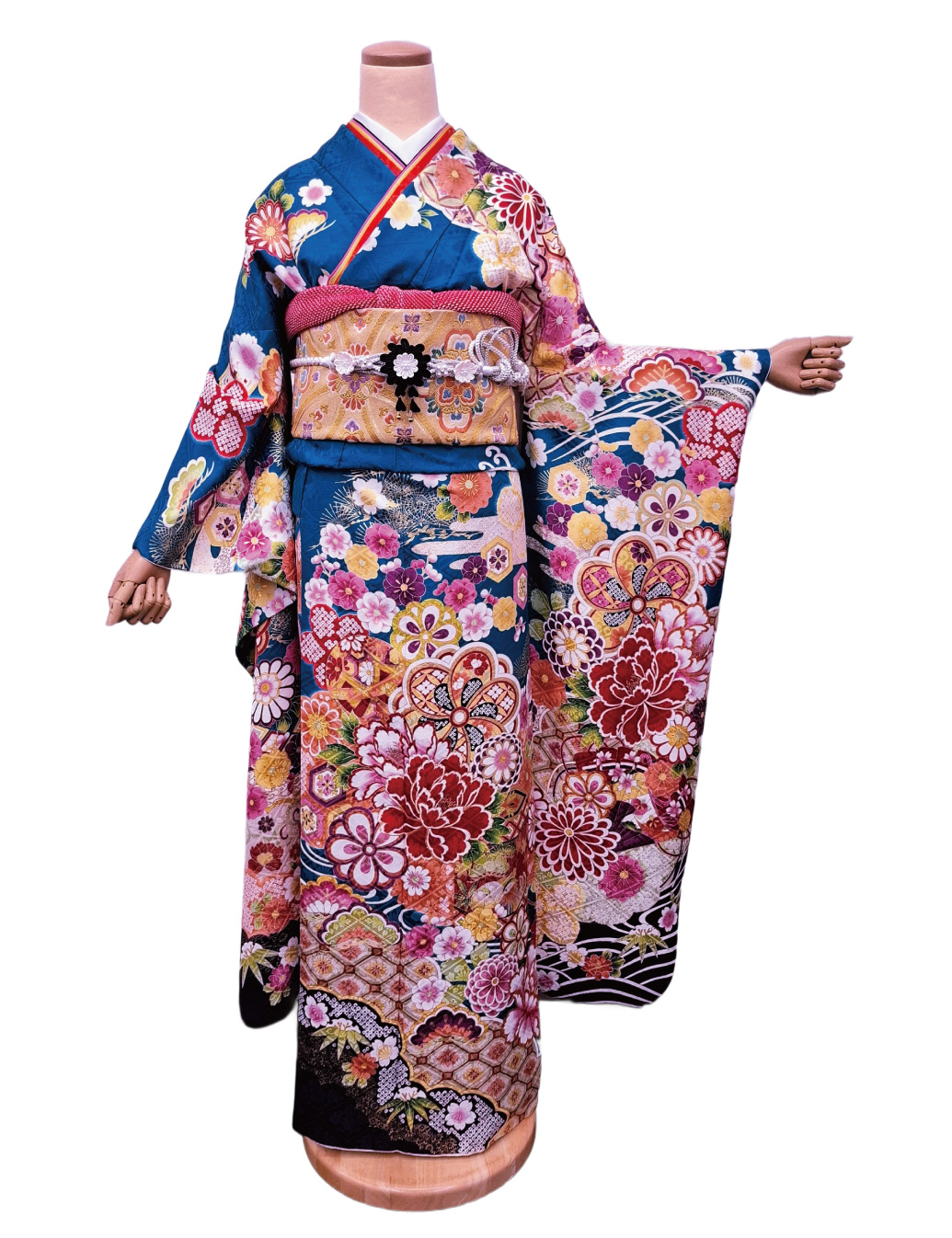 青色の振袖レンタル 身長165cm以上 姫路市振袖レンタル