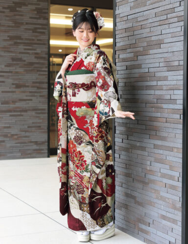 赤色古典振袖レンタル