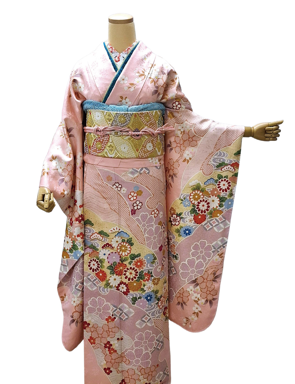 桃色の古典、振袖レンタル