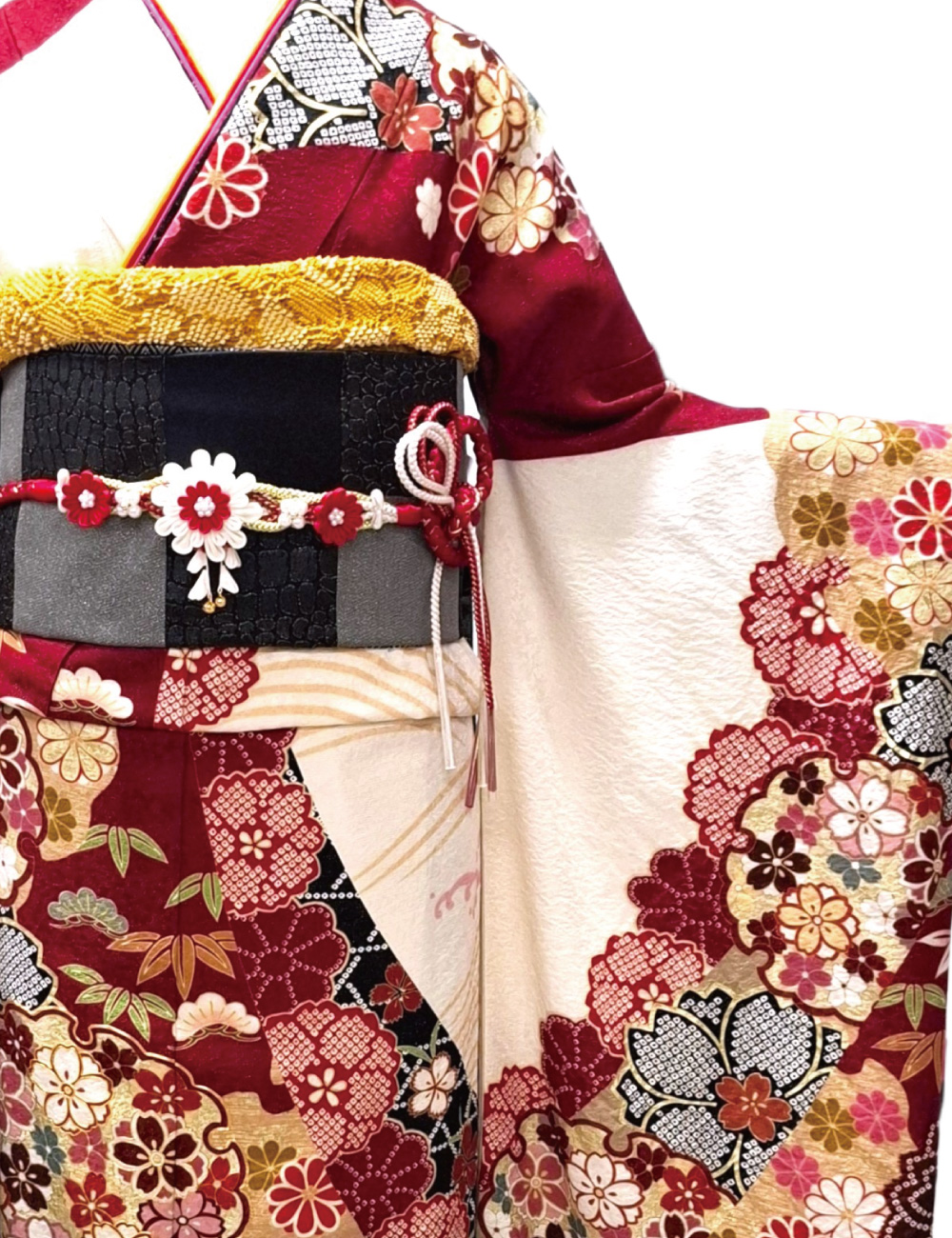 赤白振袖レンタル振袖レンタルSサイズ　姫路市の成人式