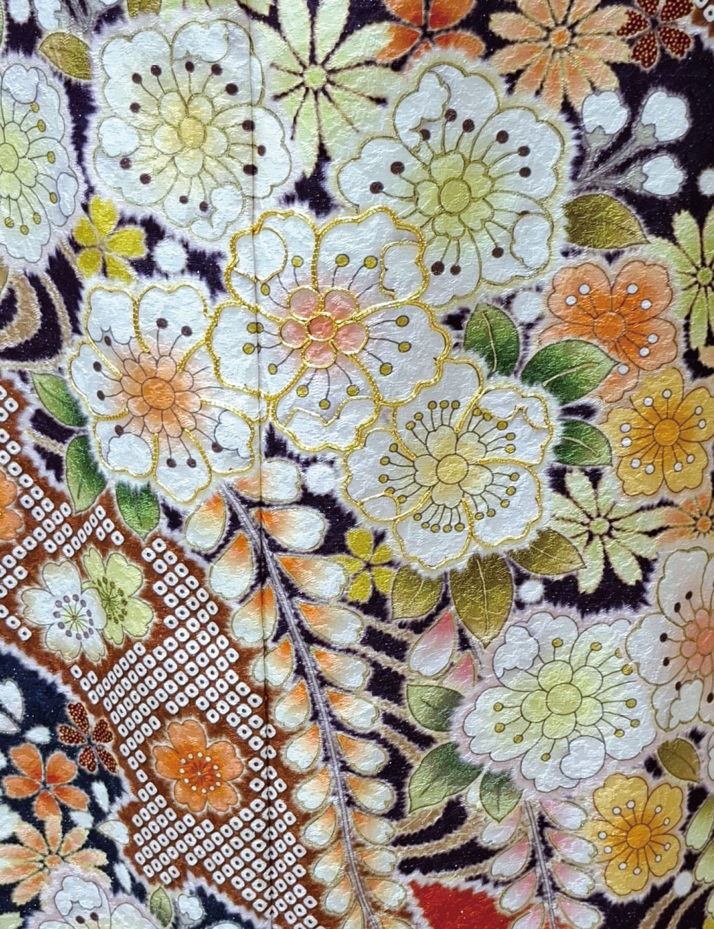 辻が花の振袖、緑色。成人式レンタル振袖