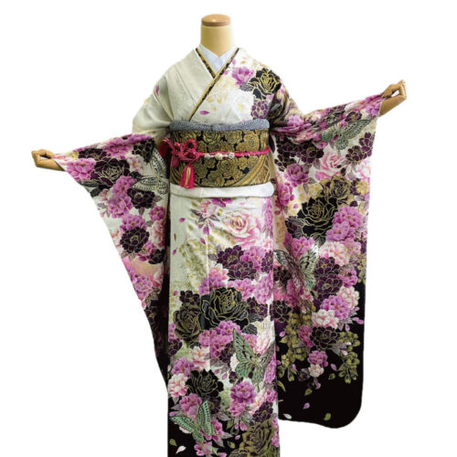 兵庫県 姫路 振袖レンタル L サイズ 白 黒 紫