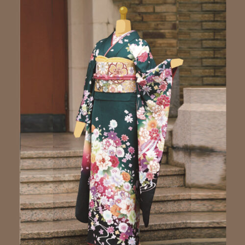 兵庫県　姫路　振袖レンタル　LL　サイズ　緑