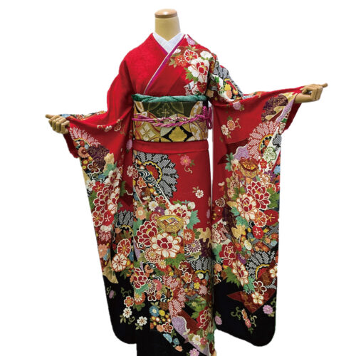 赤色古典の振袖レンタル　Mサイズ