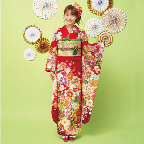 兵庫県　姫路　振袖レンタル　M　サイズ　赤