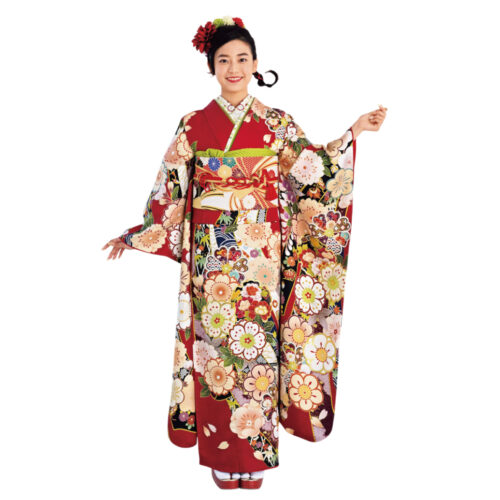 赤色振袖レンタル Mサイズ 大柄の桜