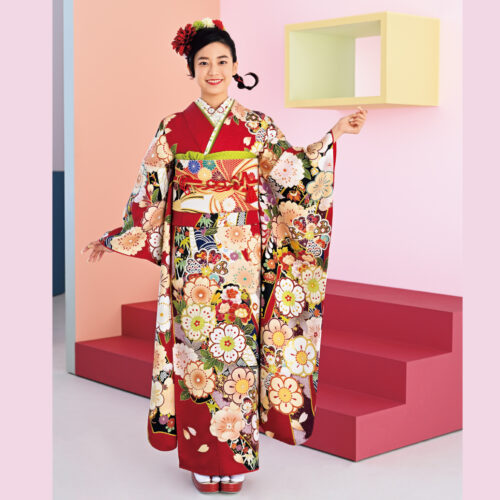 兵庫県　姫路　振袖レンタル　M　サイズ　赤