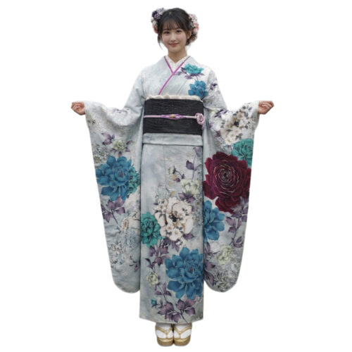 ブルーグリーン　振袖レンタル　小柄サイズ　姫路市周辺