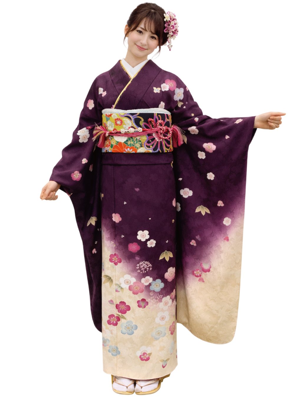 紫色の振袖レンタル　Mサイズ