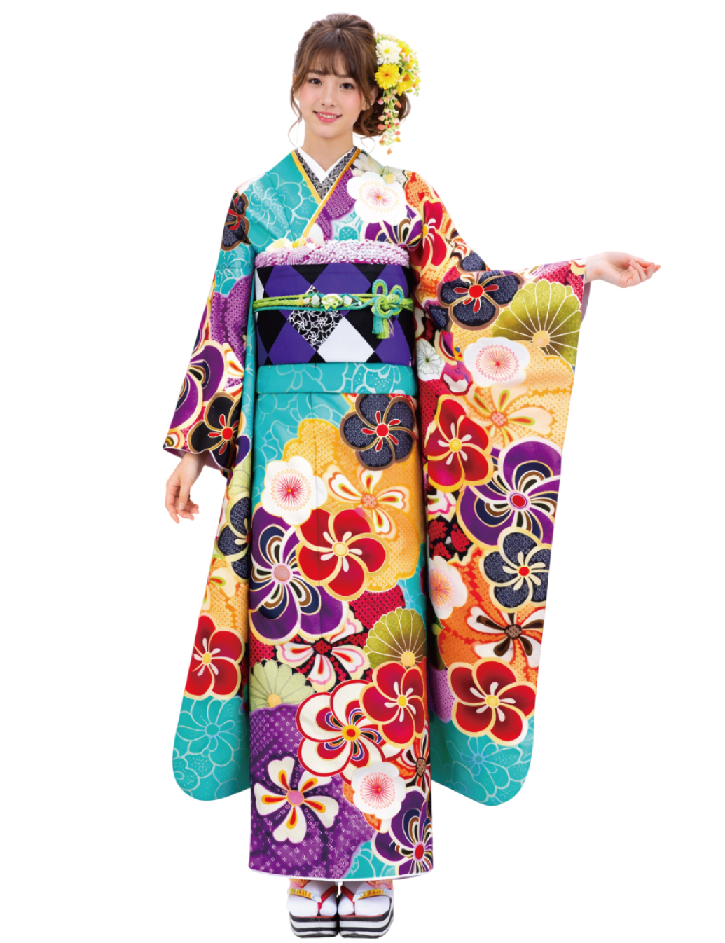 兵庫県 姫路 振袖レンタル M サイズ 緑 青