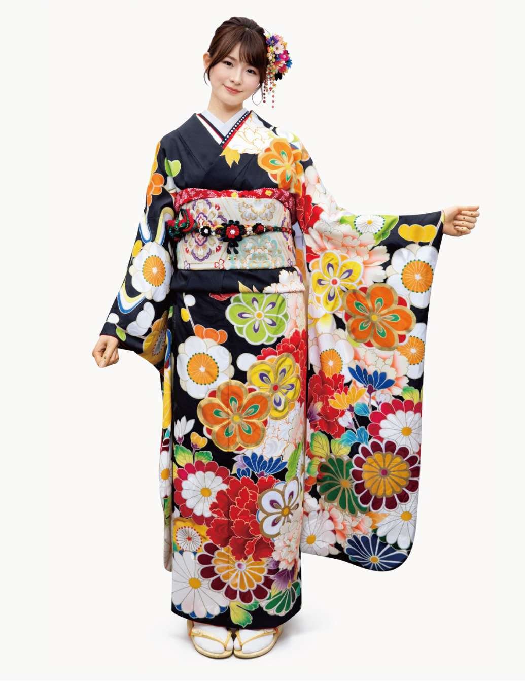 大柄　和風　黒振袖レンタル