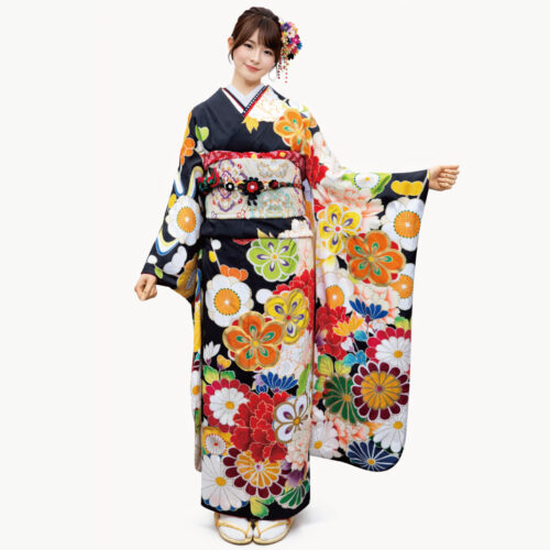 大柄　和風　黒振袖レンタル