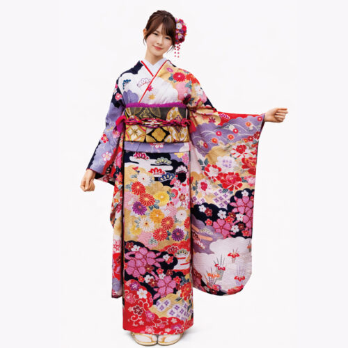 古典振袖　晴れ着　振袖レンタルSサイズ　四季の花