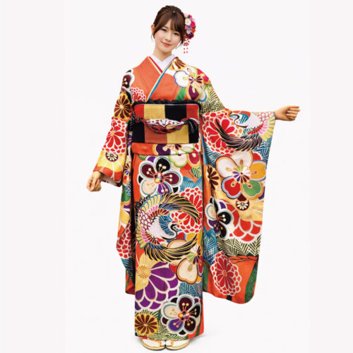 兵庫県　姫路　振袖レンタル　S　サイズ　オレンジ　橙