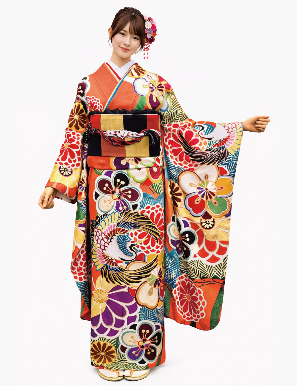 兵庫県 姫路 振袖レンタル S サイズ オレンジ 橙
