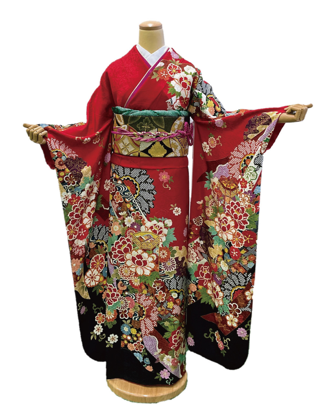 赤色古典の振袖レンタル　Mサイズ