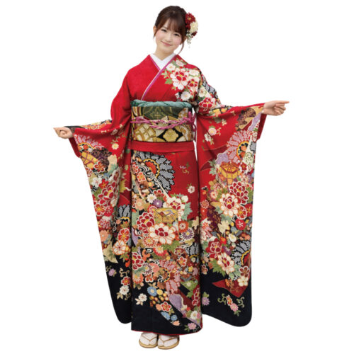 赤色古典の振袖レンタル　Mサイズ
