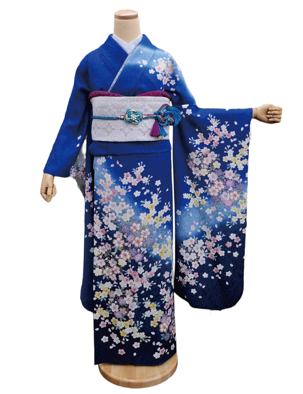 Sサイズ 青色の可愛い振袖レンタル