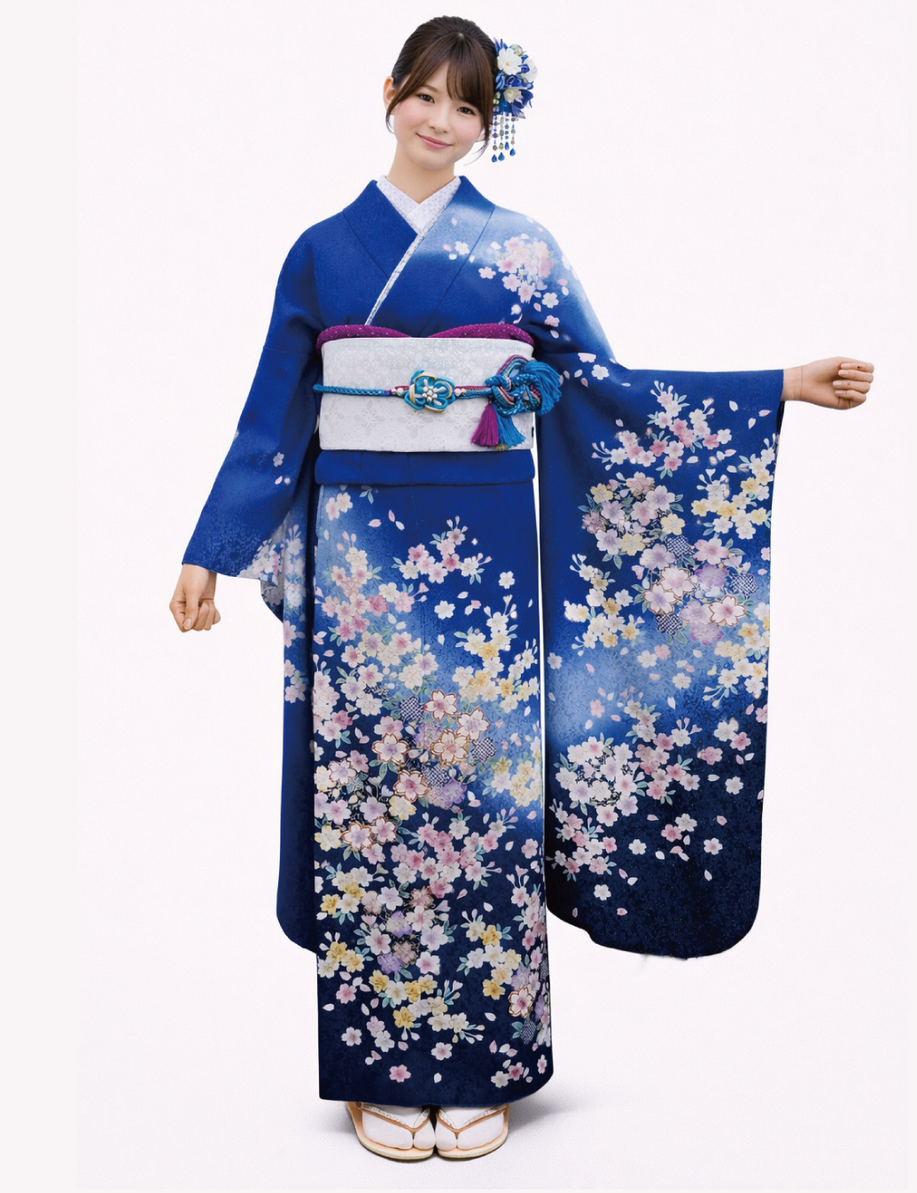 Sサイズ 青色の可愛い振袖レンタル