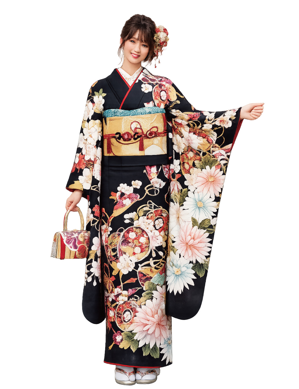 兵庫県　姫路　振袖レンタル　L　サイズ　黒