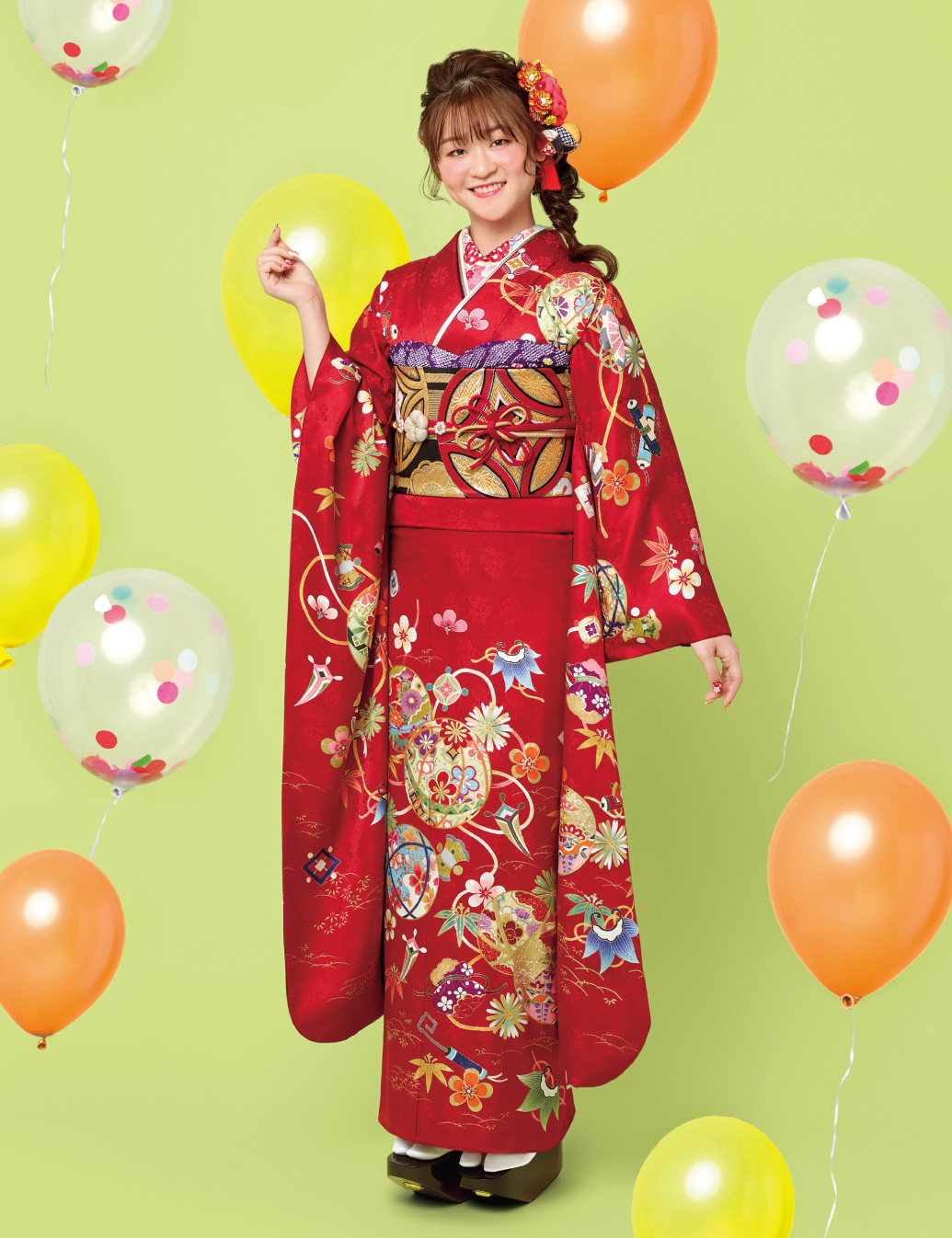 兵庫県　姫路　振袖レンタル　S　サイズ　赤