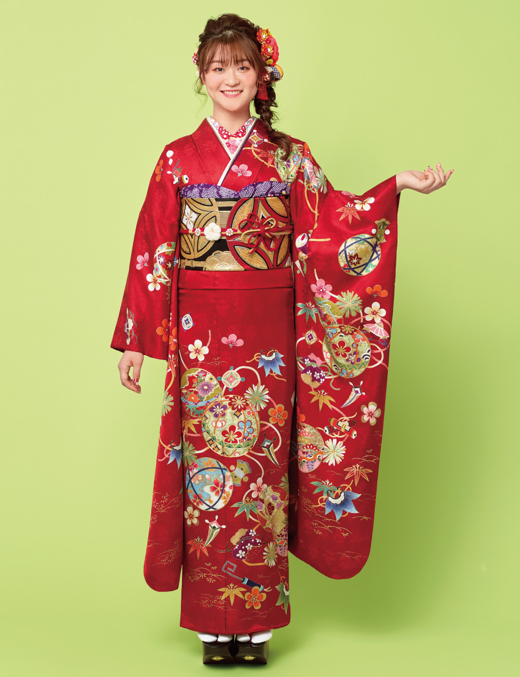 兵庫県　姫路　振袖レンタル　S　サイズ　赤