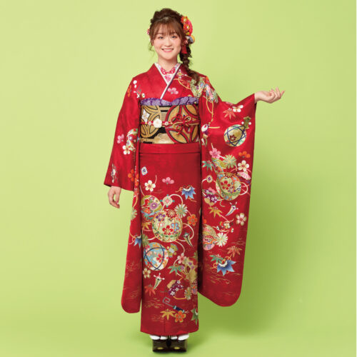 兵庫県　姫路　振袖レンタル　S　サイズ　赤