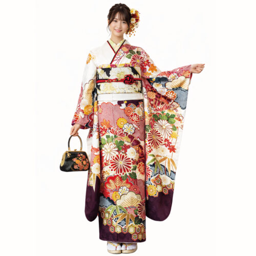 高級振袖レンタル　白色　古典