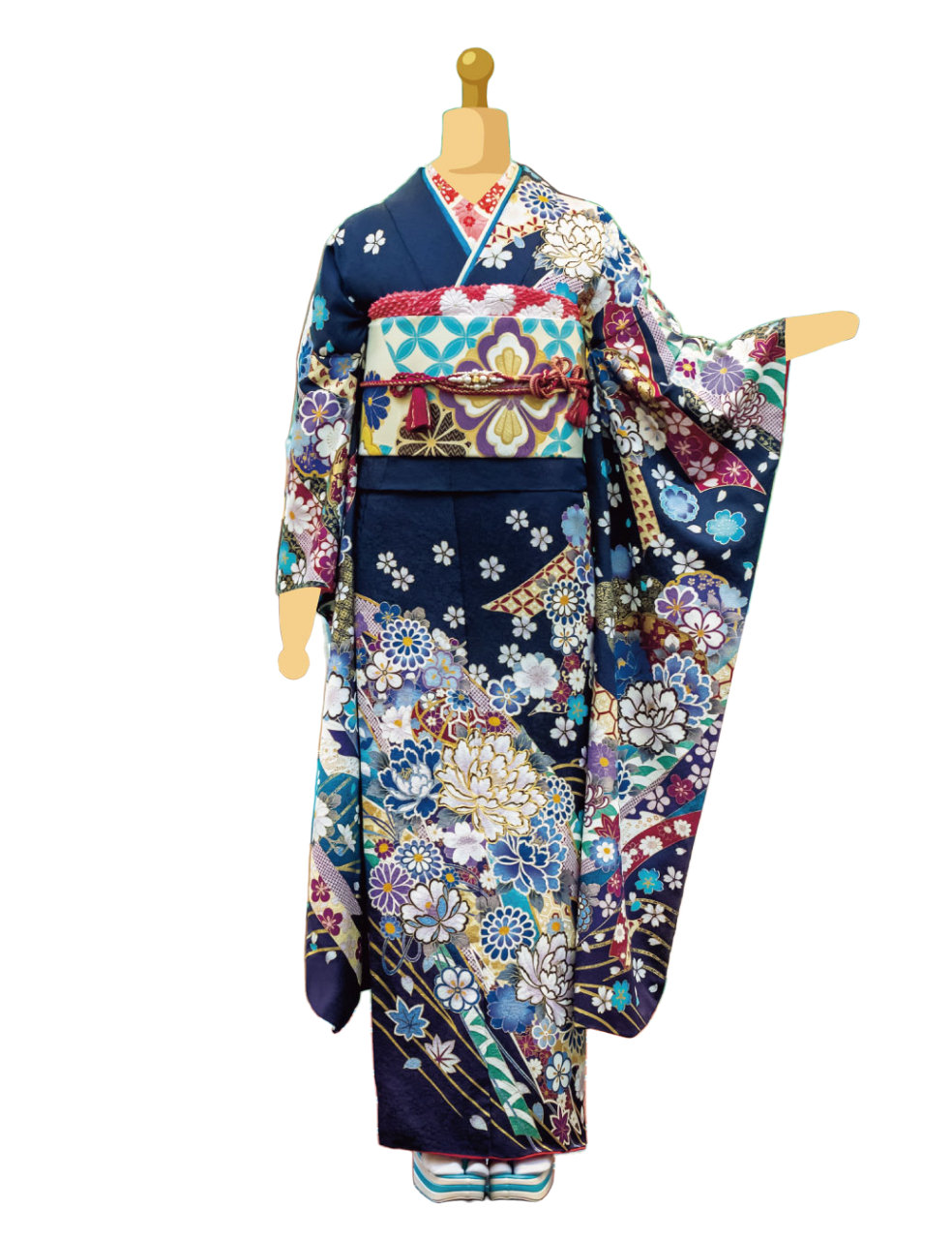 兵庫県姫路市の成人式で青色振袖レンタルをご予約受付中です。