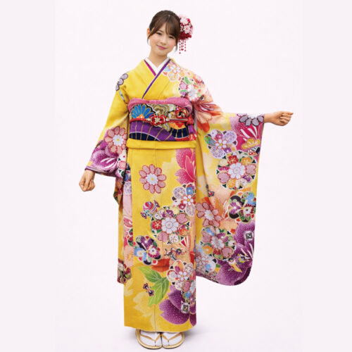 兵庫県　姫路　振袖レンタル　S　サイズ　黄