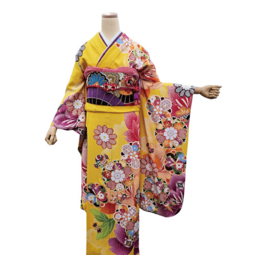 兵庫県　姫路　振袖レンタル　S　サイズ　黄