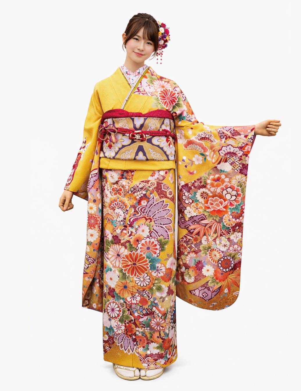 黄色の古典振袖レンタル