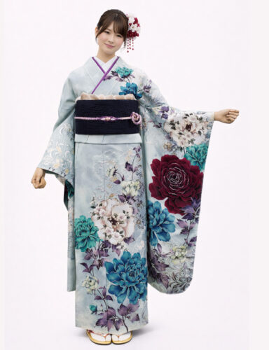 ブルーグリーン　振袖レンタル　小柄サイズ　姫路市周辺