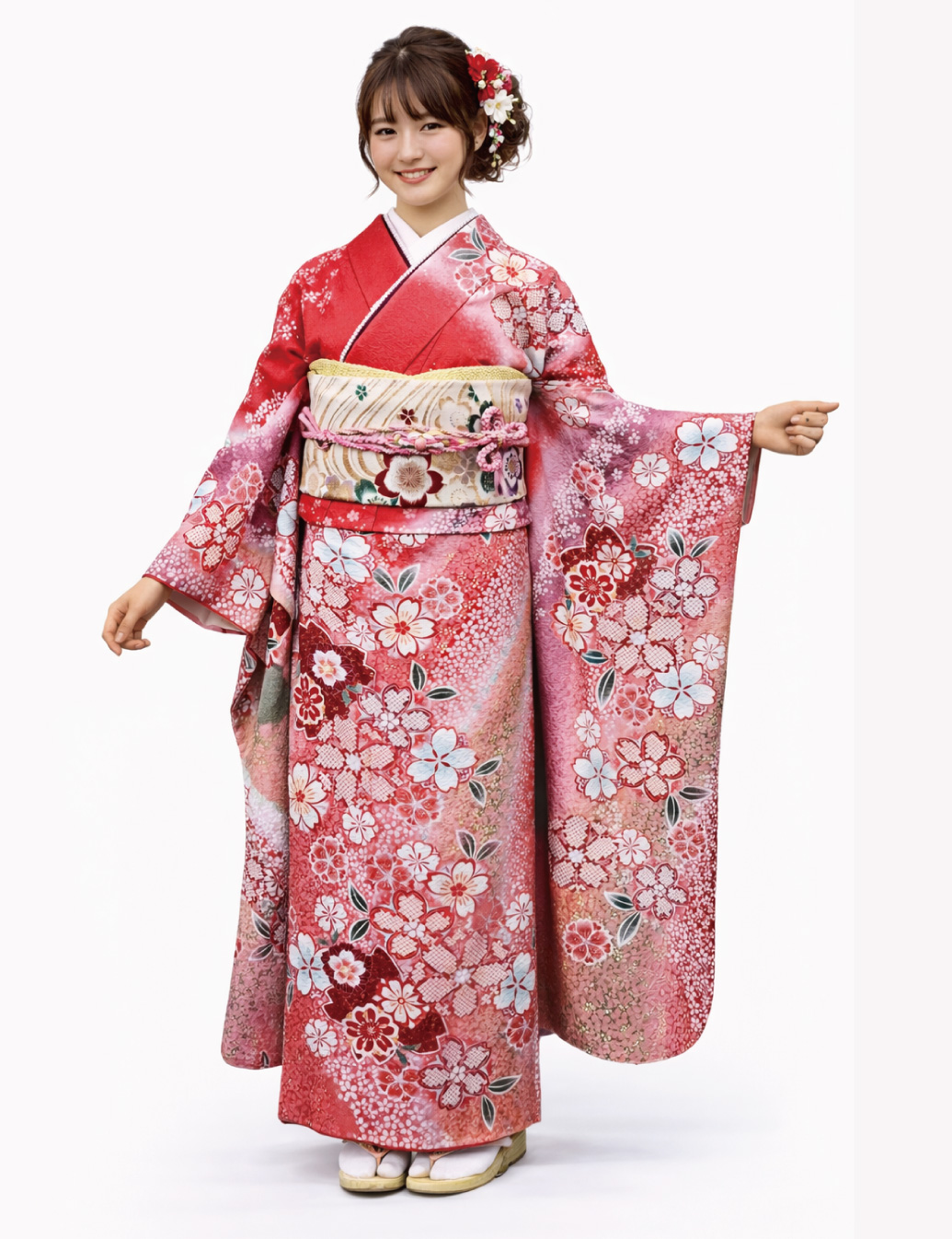 おぼろ絞り桃色振袖レンタル、姫路市の成人式