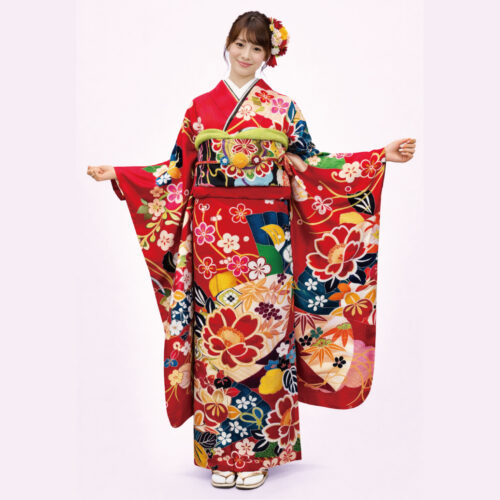 大柄の華やかな古典　振袖レンタル　モデル着用