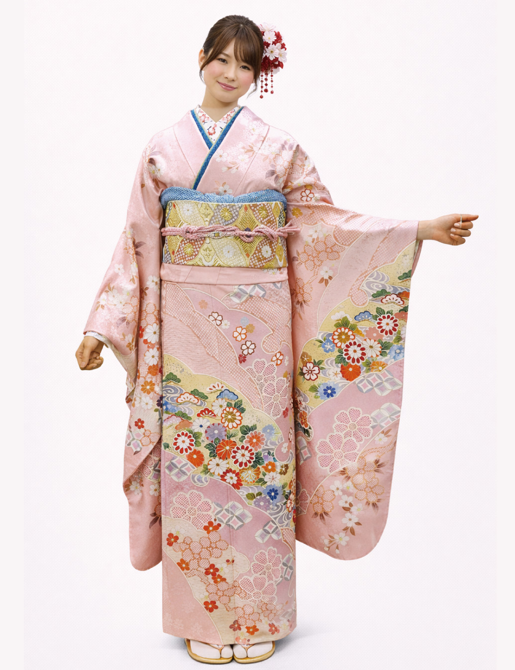 桃色の古典、振袖レンタル