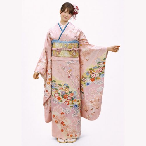 桃色の古典、振袖レンタル