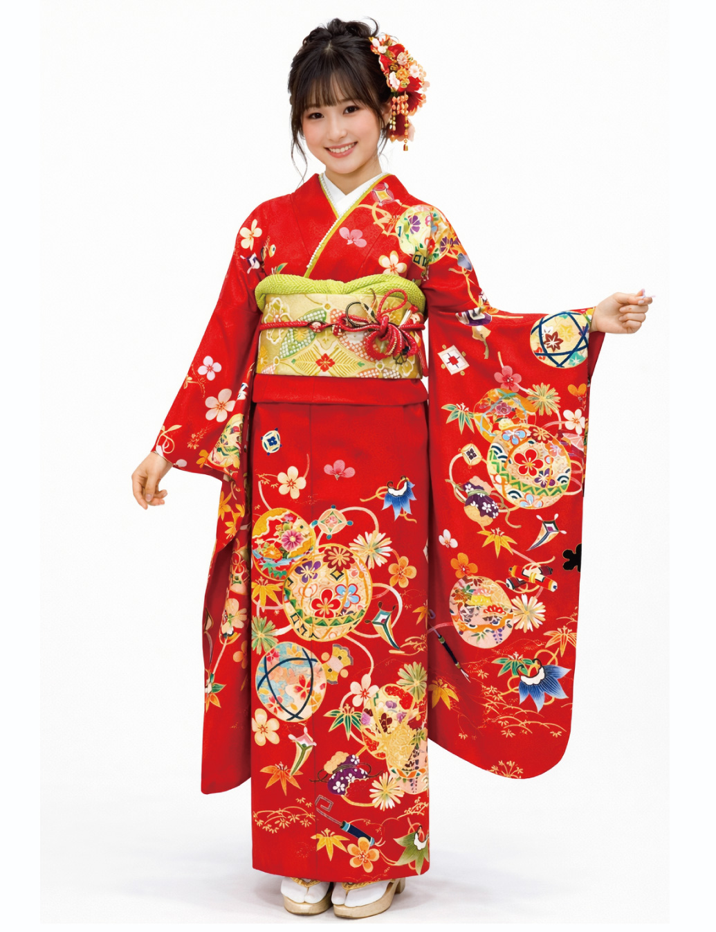 兵庫県　姫路　振袖レンタル　S　サイズ　赤