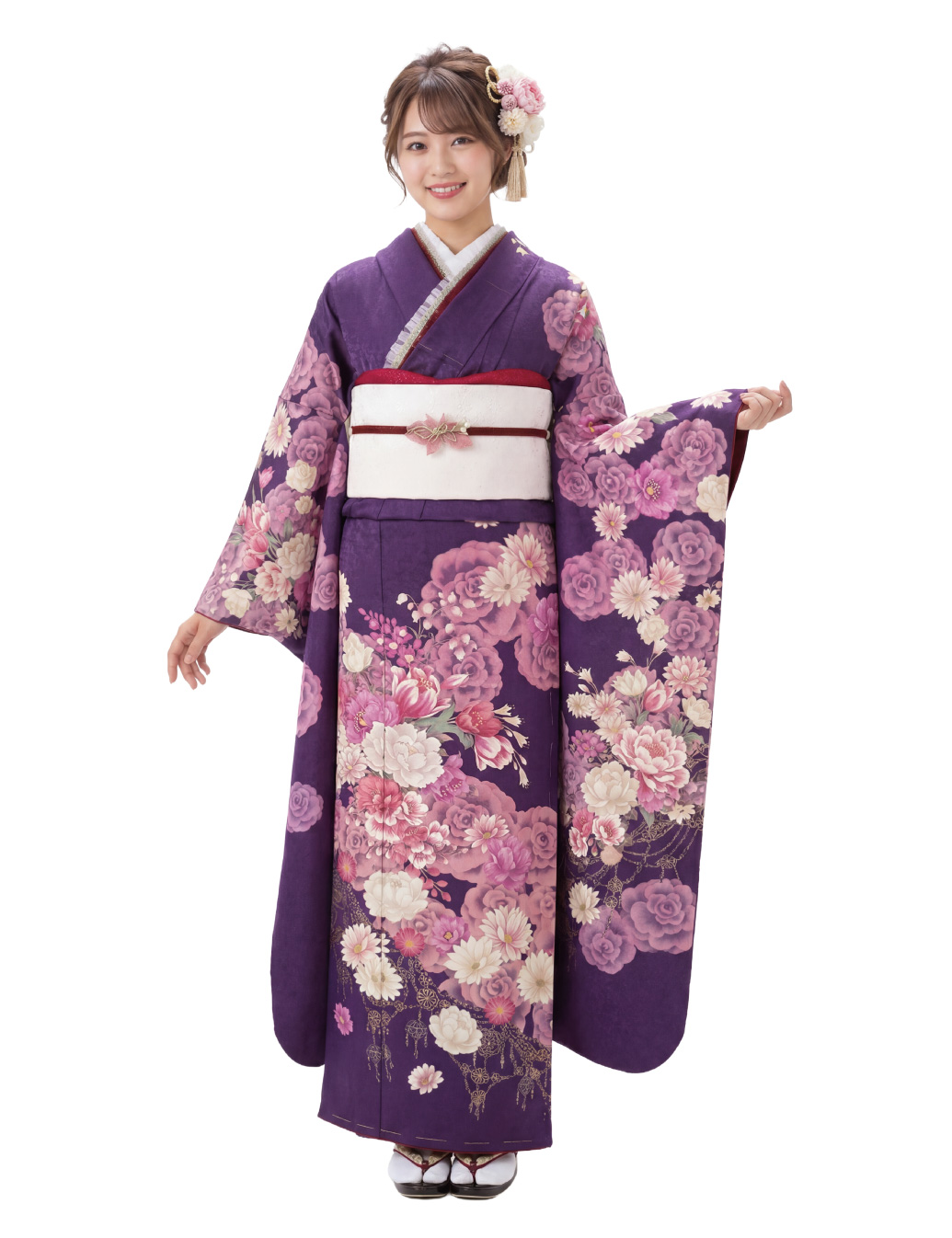 牡丹 青紫 振袖レンタル