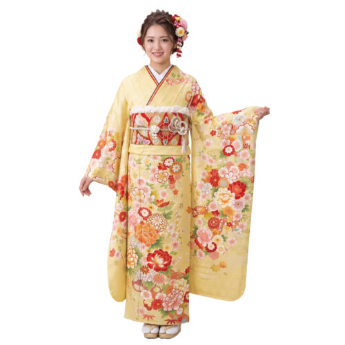 黄色の振袖レンタル