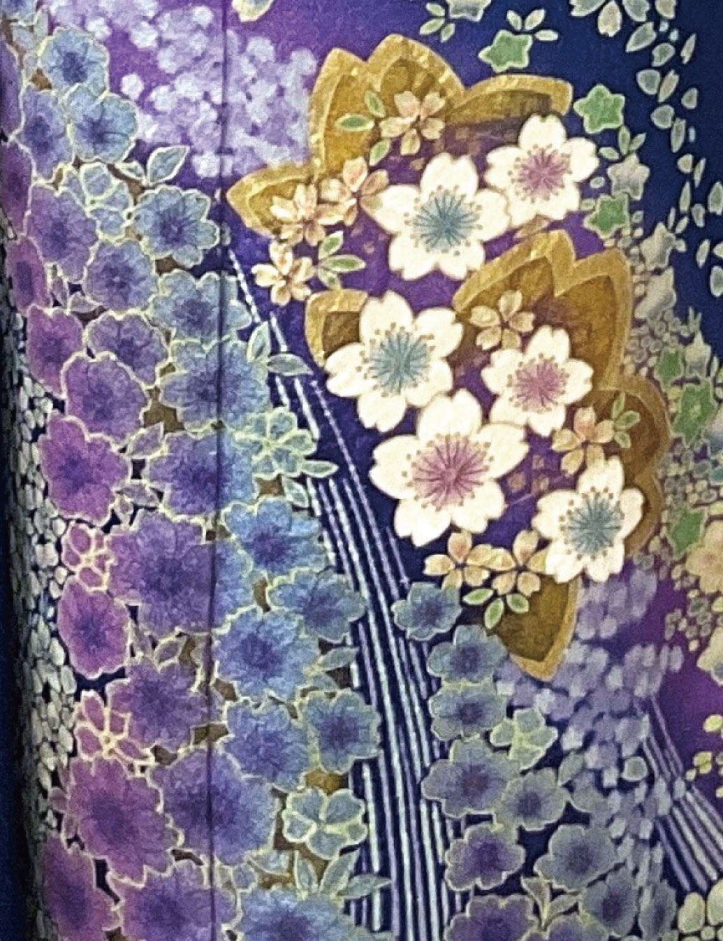 辻が花振袖　青色