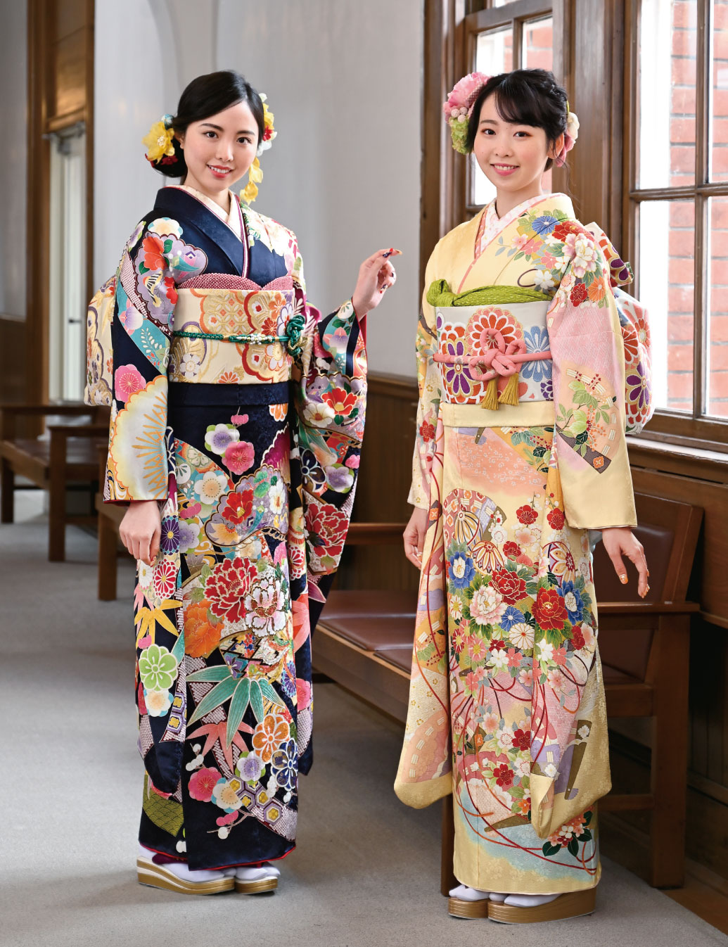 振袖レンタル　姫路市　黄色振袖